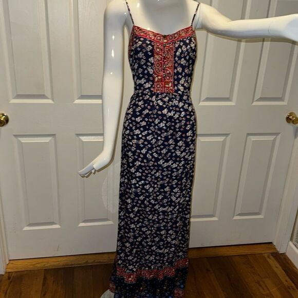 UMGEE floral red white and blue  Lennon mixed border  Maxi dress - Picture 3 of 13